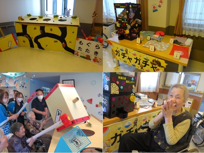 もぐらたたきにガチャガチャ手作りで。<br><br>巨大ハンマーで叩いてやっつけろ!<br>